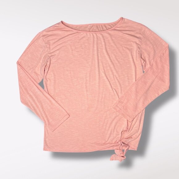 Peach Pink Long Sleeve Side Tie Top Lightweight Slouchy Oversized Size Large - Picture 9 of 9